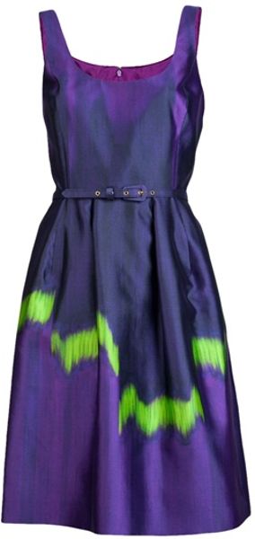 Oscar De La Renta Ikat Dress in Blue (multicolored) - Lyst