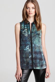 Sachin & Babi Top Sleeveless Spread Collar Printed Ruby - Lyst