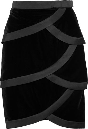 Valentino Satintrimmed Tiered Silkvelvet Skirt - Lyst