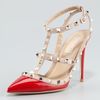 Valentino Rockstud Patent Sandal in Red - Lyst