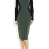 Victoria Beckham Twotone Ribpaneled Silk and Woolblend Dress in Green - Lyst