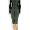 Victoria Beckham Twotone Ribpaneled Silk and Woolblend Dress in Green - Lyst