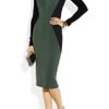 Victoria Beckham Twotone Ribpaneled Silk and Woolblend Dress in Green - Lyst