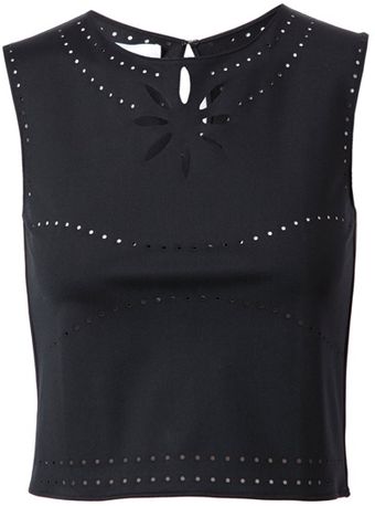Yasmin Kianfar Laser Cut Cropped Lycra Top - Lyst