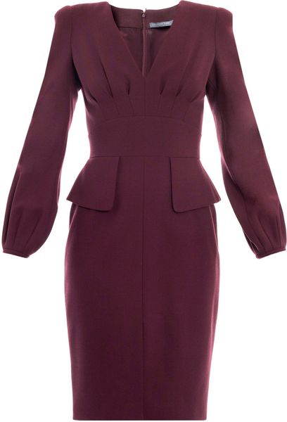 Alexander Mcqueen Peplum Detail Dress in Red (burgundy) - Lyst