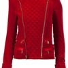 Balmain Velvet Biker Jacket in Red - Lyst