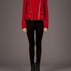 Balmain Velvet Biker Jacket in Red - Lyst