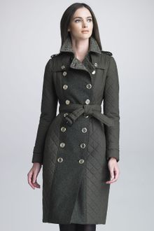 Burberry Prorsum Tweed Panel Quilted Trench Coat - Lyst