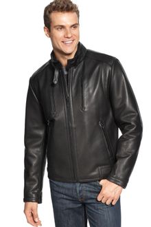 Calvin Klein Leather Motorcycle Jacket - Lyst