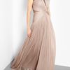 Catherine Deane Beige Mercury Long Pleated Tulle and Lace Gown in Beige - Lyst