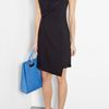 Helmut Lang Draped Suede Back Wool Dress in Black - Lyst