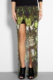 Helmut Lang Spiderweb Print Split Jersey Maxi Skirt - Lyst