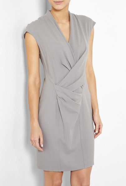 Helmut Lang Twisted Waist Wool Dress in Gray (grey) - Lyst