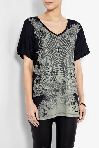 McQ by Alexander McQueen Griffin Lace Print V-neck T-shirt - Lyst