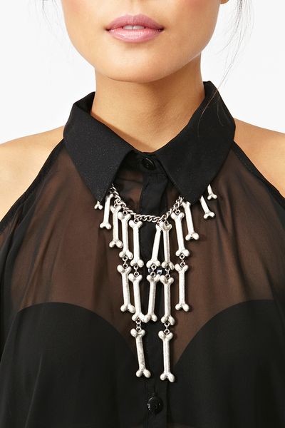 Nasty Gal Boneyard Necklace in Silver - Lyst