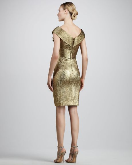 marchesa notte gold artwork sequin gown