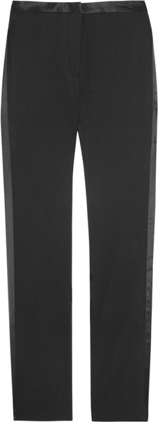 Acne Lee Satin Trimmed Stretch Crepe Straight Leg Pants - Lyst
