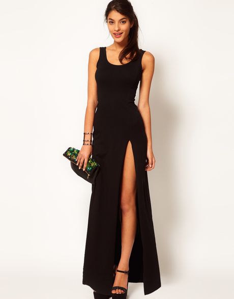 ... Petite Exclusive Maxi Dress with Scoop Back and Thigh Split in Red ... Petite Exclusive Maxi Dress with Scoop Back and Thigh Split in Red