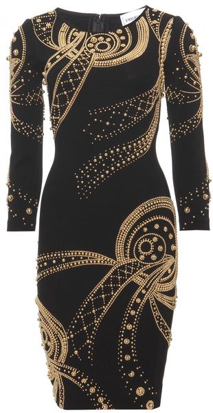 Emilio Pucci Knit Dress with Metallic Beaded Appliqué - Lyst