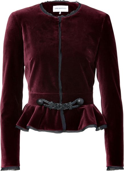 Emilio Pucci Burgundy Velvet Peplum Jacket in Red (burgundy) - Lyst