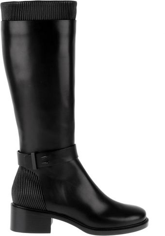 Givenchy Riding Boots in Brushed Black Leather with Ribbed Leather Edges - Lyst