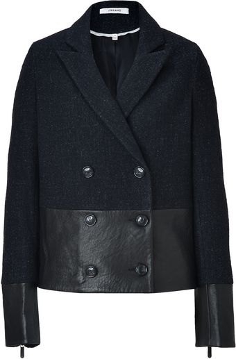 J Brand Black Leatherwool Alberta Pea Coat - Lyst