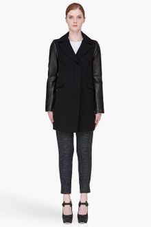 Mackage Black Leather Sleeved Aline Coat - Lyst