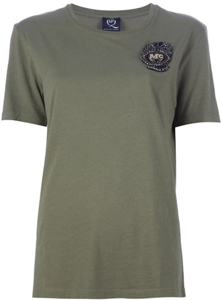 Mcq By Alexander Mcqueen Logo Embellished Tshirt in Khaki (green) - Lyst