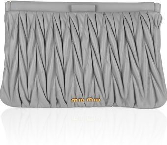 Miu Miu Matelassé Leather Clutch - Lyst