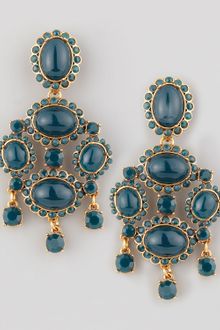 Oscar de la Renta Cabochon Drop Clip Earrings - Lyst