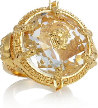 Versace Oversized Gold-Plated Crystal Ring - Lyst