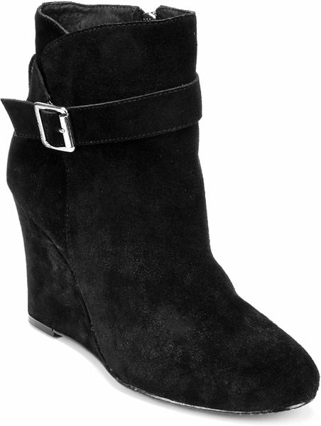 Vince Camuto Buckle Wedge Booties Dena in Beige (black) | Lyst