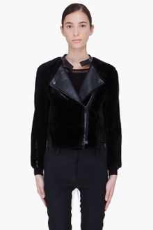 3.1 Phillip Lim Black Shearling Motorcycle Jacket - Lyst