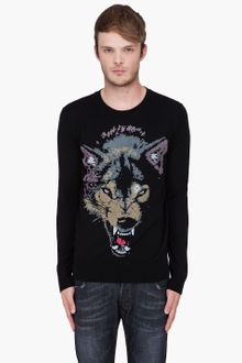 Markus Lupfer Black Wolf Print Sweater - Lyst