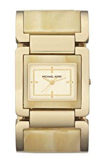 Michael Kors Big Chip Gold Tone Stainless Steel and Horn Acetate Bracelet Watch  - Lyst
