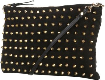 Topshop Gold Stud Suede Clutch - Lyst