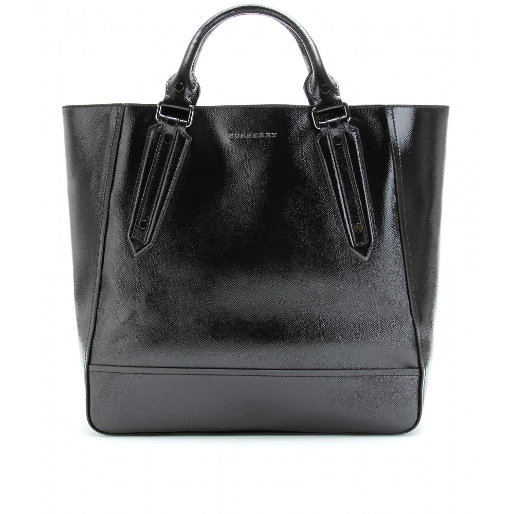Burberry Large Leather Tote in Black | Lyst