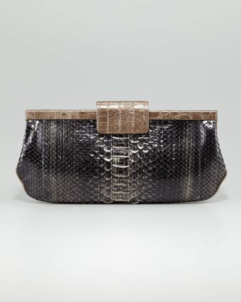 Nancy Gonzalez Crocodileframed Python Clutch Bag - Lyst