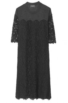 Lanvin Lace Overlay Dress with Jersey Knit Joke - Lyst
