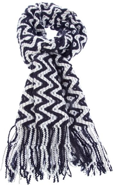 Missoni Zigzag Openknit Scarf in Black - Lyst