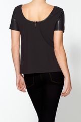 Aryn K. Vegan Leather Trim Top