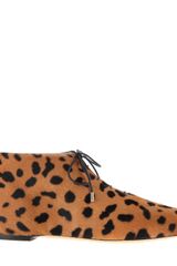 Charlotte Olympia Beatrix Flat Lace Up Ankle Booties in Leopard Ponyhair
