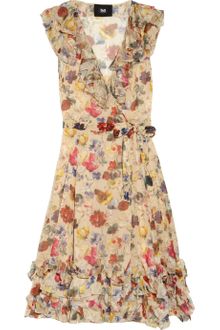 D&G Floral Print Silk Chiffon Wrap Dress - Lyst
