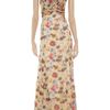 D&g Ruched Floral Print Silk Chiffon Gown in Floral (nude) - Lyst
