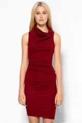 Helmut Lang Sonar Burgundy Wool Midi Dress