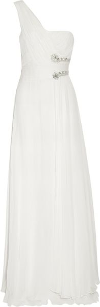 Notte By Marchesa Embellished Draped Silkgeorgette Gown - Lyst