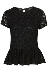 Topshop Paisley Lace Peplum Tee