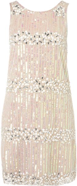 Topshop Sequin Stripe Shift Dress - Lyst