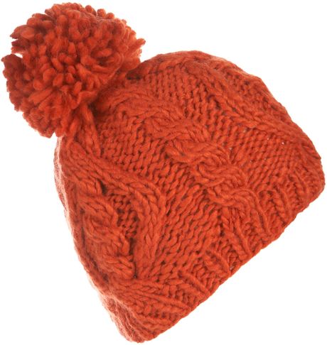 Beanie   in Topshop Pom beanie hats Orange topshop Hat (pumkin) Cable Lyst Beanie   in Topshop Pom beanie hats Orange topshop Hat (pumkin) Cable Lyst
