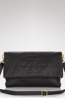 Tory Burch Messenger Stitched Logo Foldover - Lyst